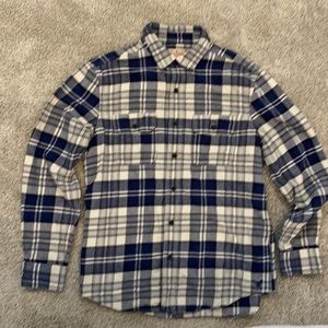 Mens Large Flannel - navy and white